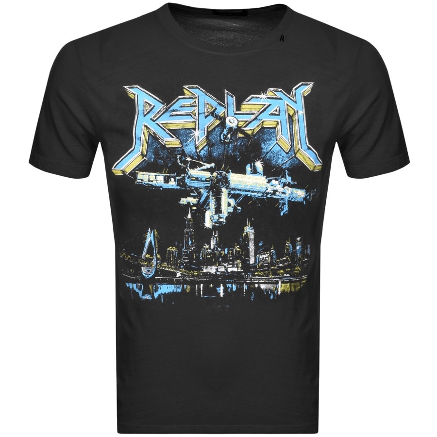Alternative Image for ProductReplay Logo Crew Neck T Shirt Black1